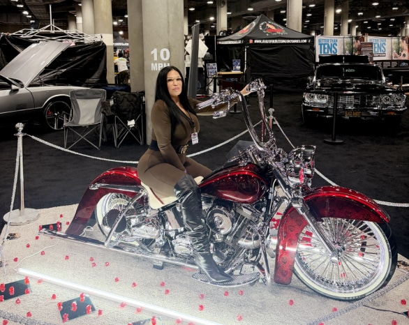 Evelyn Villalta Sitting On Her 2001 Softail Heritage