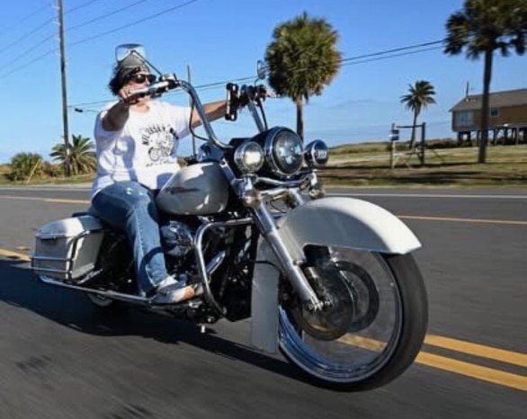 Rachelle Arredondo on her 2012 Harley Davidson Road King